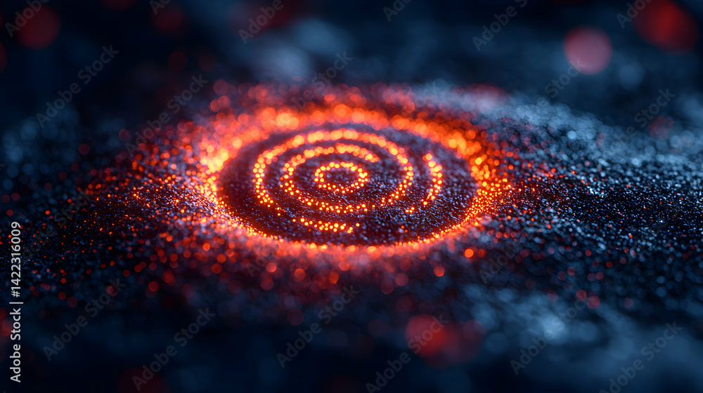Aufkleber abstract digital art showcasing glowing particles in a spiral formation. great for tech presentation