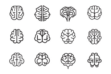Brain Icon Simple Outline Drawing
