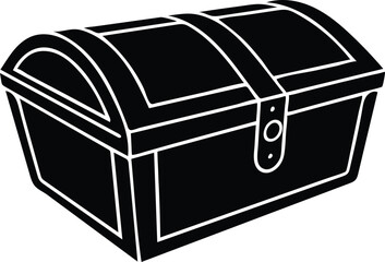 wooden treasure chest silhouette vector illustration