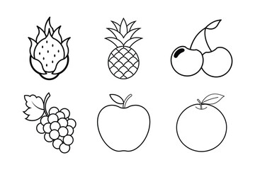 A set of fruits line art vector illustration
