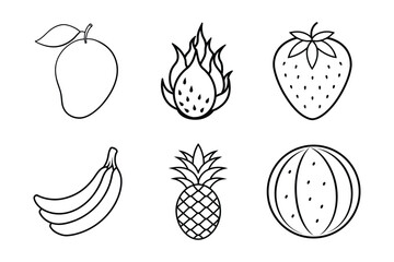 A set of line art fruit vector illustration