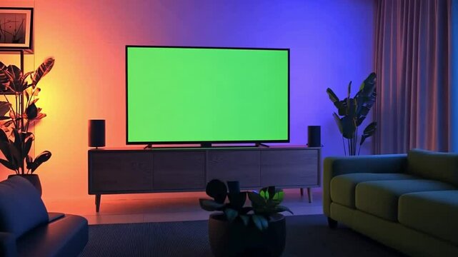 lounge living room with green screen tv