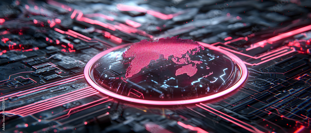 Aufkleber a futuristic digital representation of the world. it can be used for tech articles showcasing global