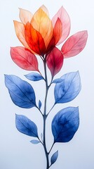 Obraz premium Watercolor flower, vibrant colors, white background, artistic design, home decor