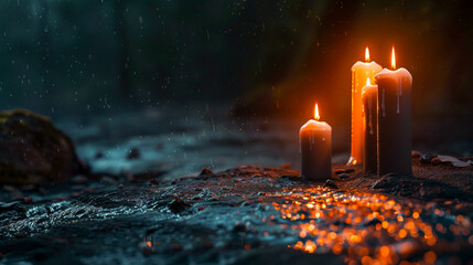 Single lit candle with quite flame 