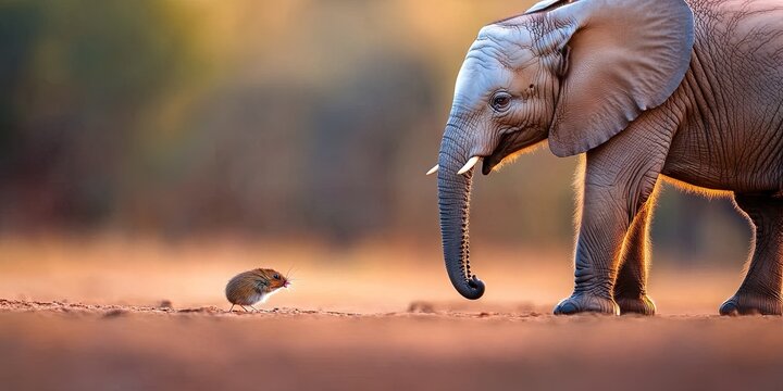 elephant scared of mouse in nature