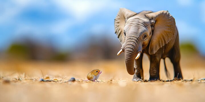 elephant scared of mouse in nature