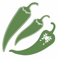 vector illustration of a green pepper and hot chili