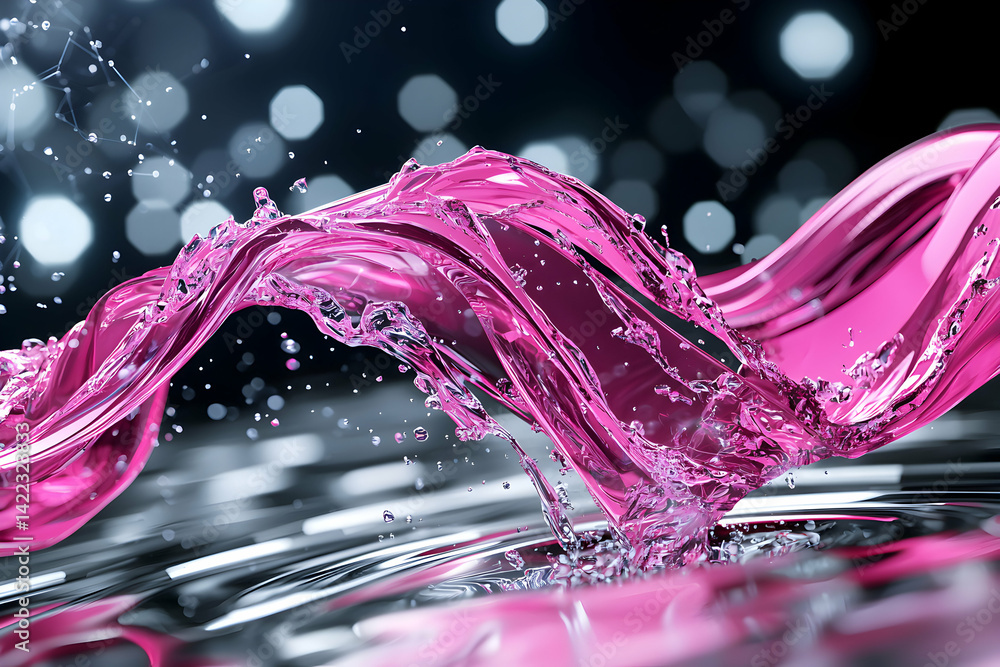 Aufkleber dynamic pink liquid splashing creating an elegant wave. ideal for product promotion. evokes a sense 