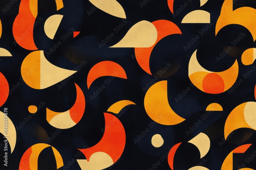 Aufkleber abstract geometric pattern with orange and yellow shapes on dark blue background creating a modern a