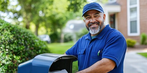 mailman delivering mail in mailbox 
