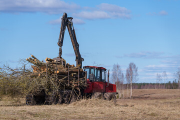 combine harvester working in a field