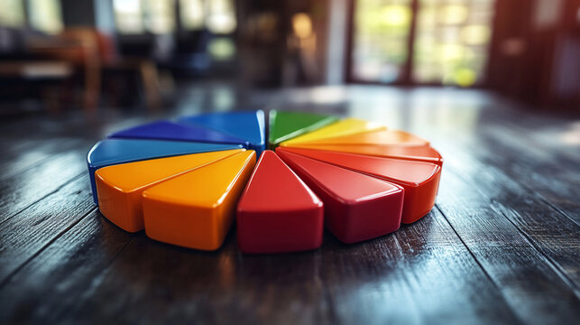 3D colorful pie chart shaped like a globe symbolizing global population demographics diversity data distribution and statistical analysis in modern business and social research

