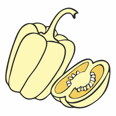 vector illustration of a yellow pepper and hot chili