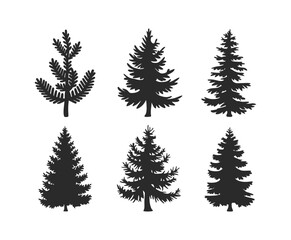 Silhouette of Cedar Tree EPS Vector Illustration