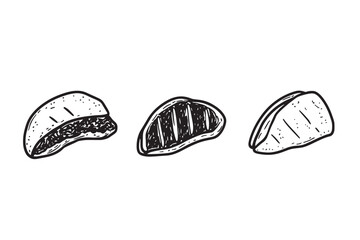 Carne Asada Minimalist Line Art Icon Set