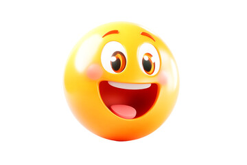 Joyful Yellow Emoticon Big Laugh Happy Face 3D Render Pure Delight