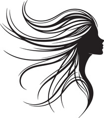 Minimalist Woman Silhouette with Abstract Hair Motion