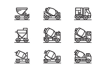 Cement Mixer Minimalist Icon Line Art