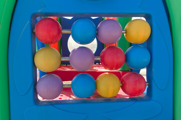 Naklejka premium view of large and multicolored abacus for children