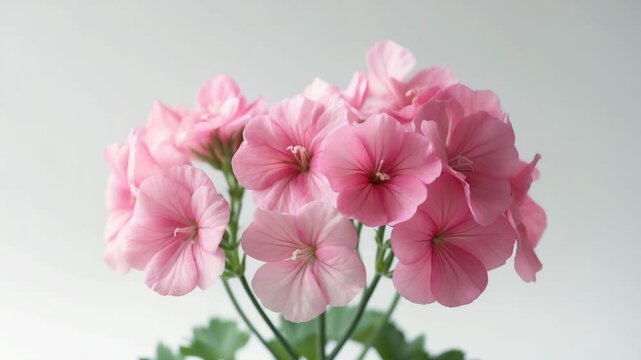 Isolated pink geranium flower on a white background