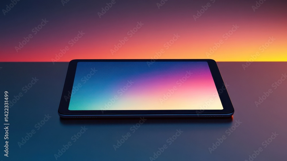 Poster tablet mockup | fully editable file, replaceable screen, separated shadow and background