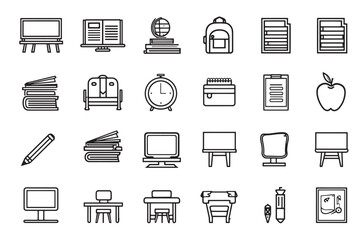 Chalkboard Line Art Icon Design Set