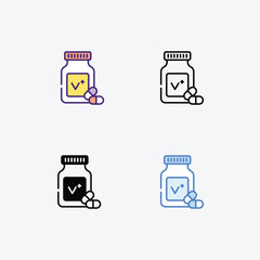 Vitamin  icons set in different style vector stock illustration