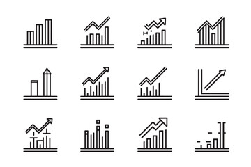 Obraz premium Line growth analytics chart graphic icon