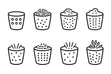 Chia pudding glass jar line art