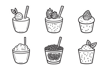 Minimal chia pudding breakfast bowl sketch