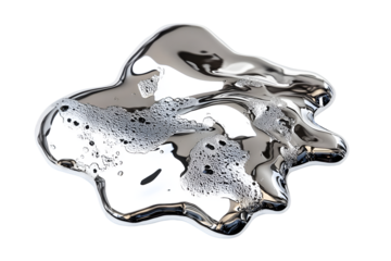 Molten silver flowing beautifully with trapped bubbles a mesmerizing sight