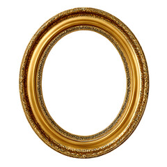 Obraz premium A close up of an ornate golden oval picture frame against a solid black background design element
