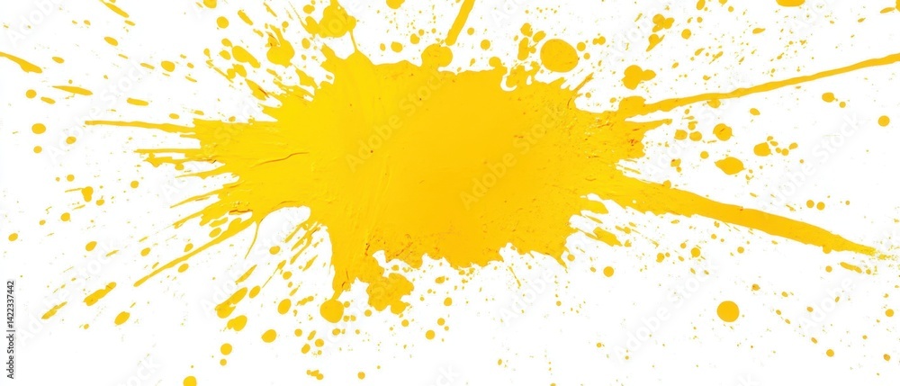 Aufkleber vibrant yellow paint splash on white canvas abstract art for creative design element and artistic ex