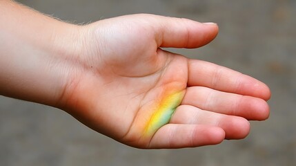Fototapeta premium Child's Hand with Rainbow Paint