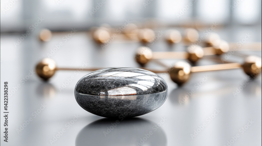Poster a digital pill floats over a bright network background symbolizing ai precision medicine innovation 