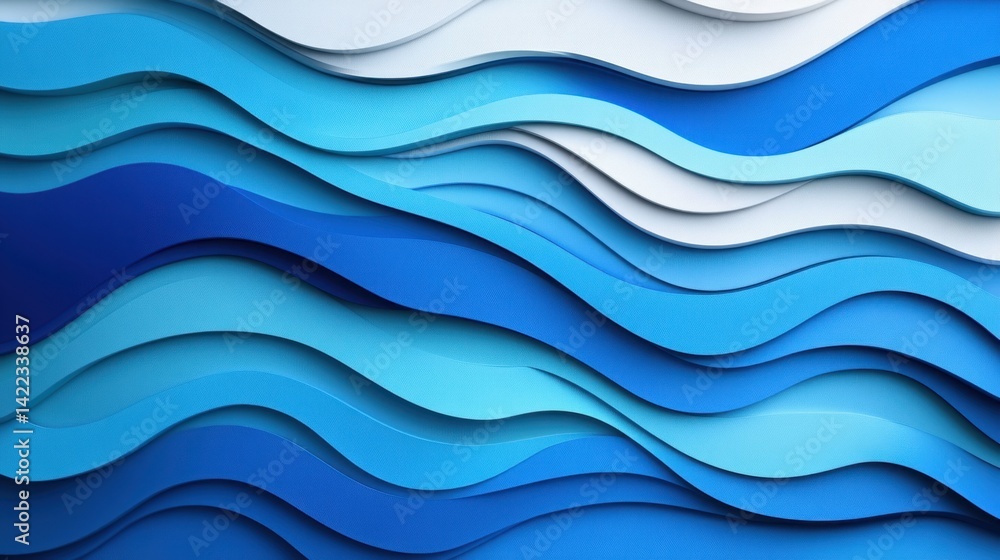 Poster abstract blue wave layers background with smooth gradient shades and elegant curve lines for modern 