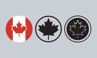 Canada Circle Shape icons, silhouette, Canadian Maple Leaf Flag and Symbol Variations
