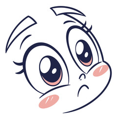 Shy Eyes Emoji Kawaii Vector Icons