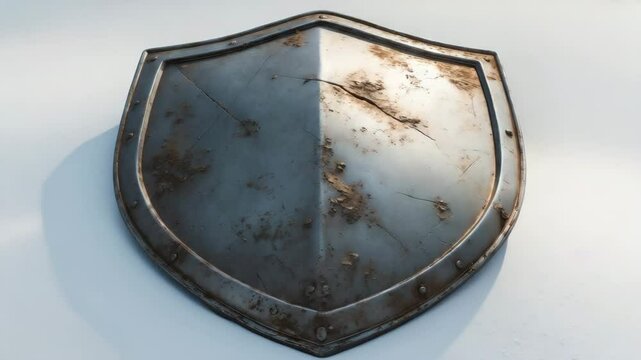 isolated white background aged metal shield