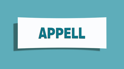Appell (appeal) - A card isolated on light green background.