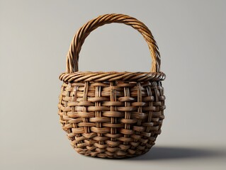 Photo of a Woven Wicker Basket with a Sturdy Handle