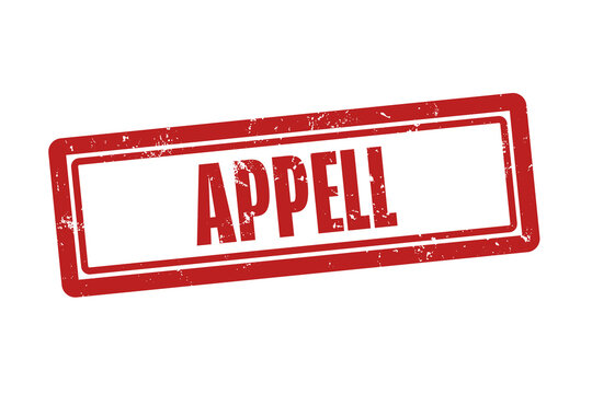 Appell (appeal) - A red stamp, isolated on white background.