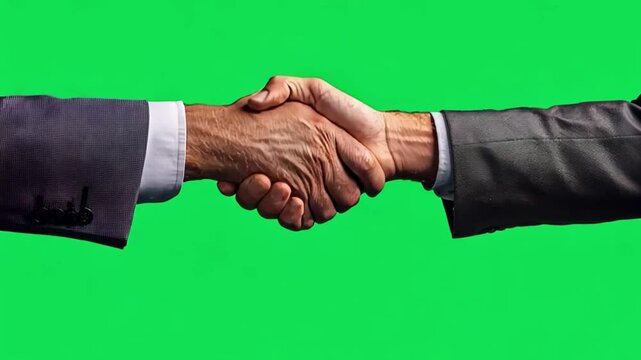 business man handshake on green screen