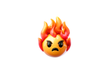 Angry Emoji on Fire Intense Rage Burning Mad Emoticon