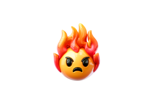 Angry Emoji on Fire Intense Rage Burning Mad Emoticon