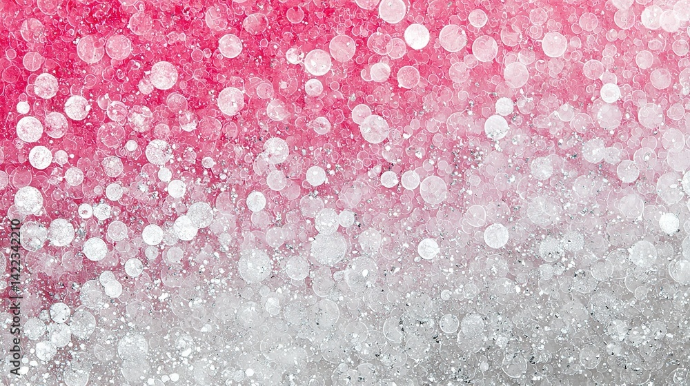Poster a close-up of a pink and white background with numerous tiny white dots on its left side