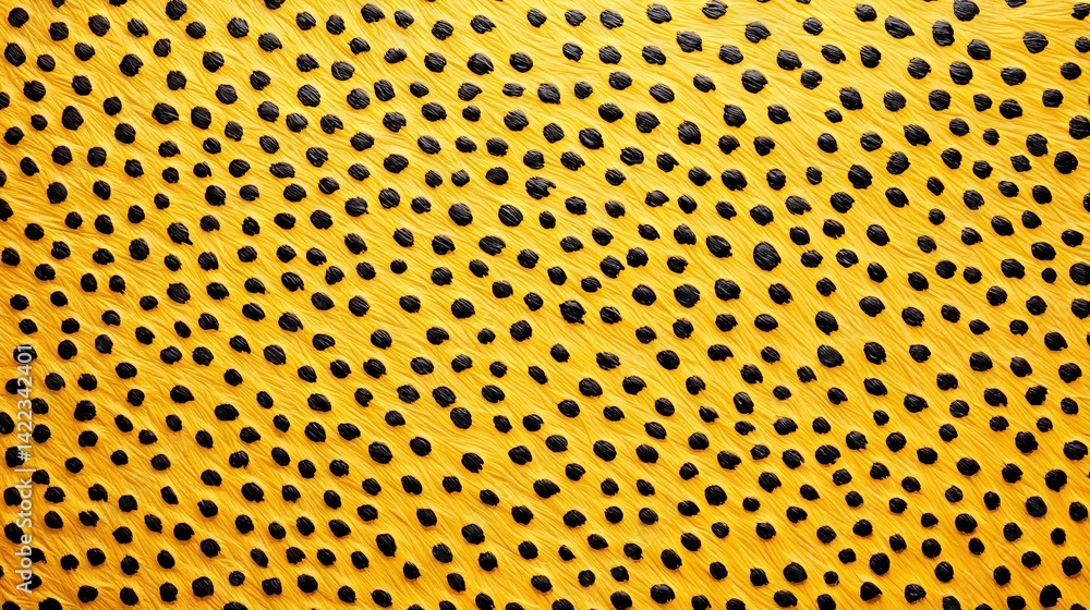 Poster a macro shot of a black and gold surface, featuring an array of tiny black dots scattered over its s