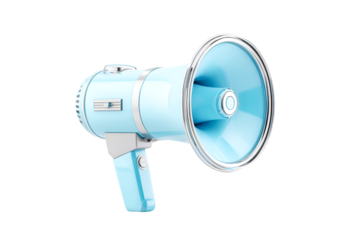Retro Blue Megaphone Ready to Announce Exciting News Powerful Voice Amplification