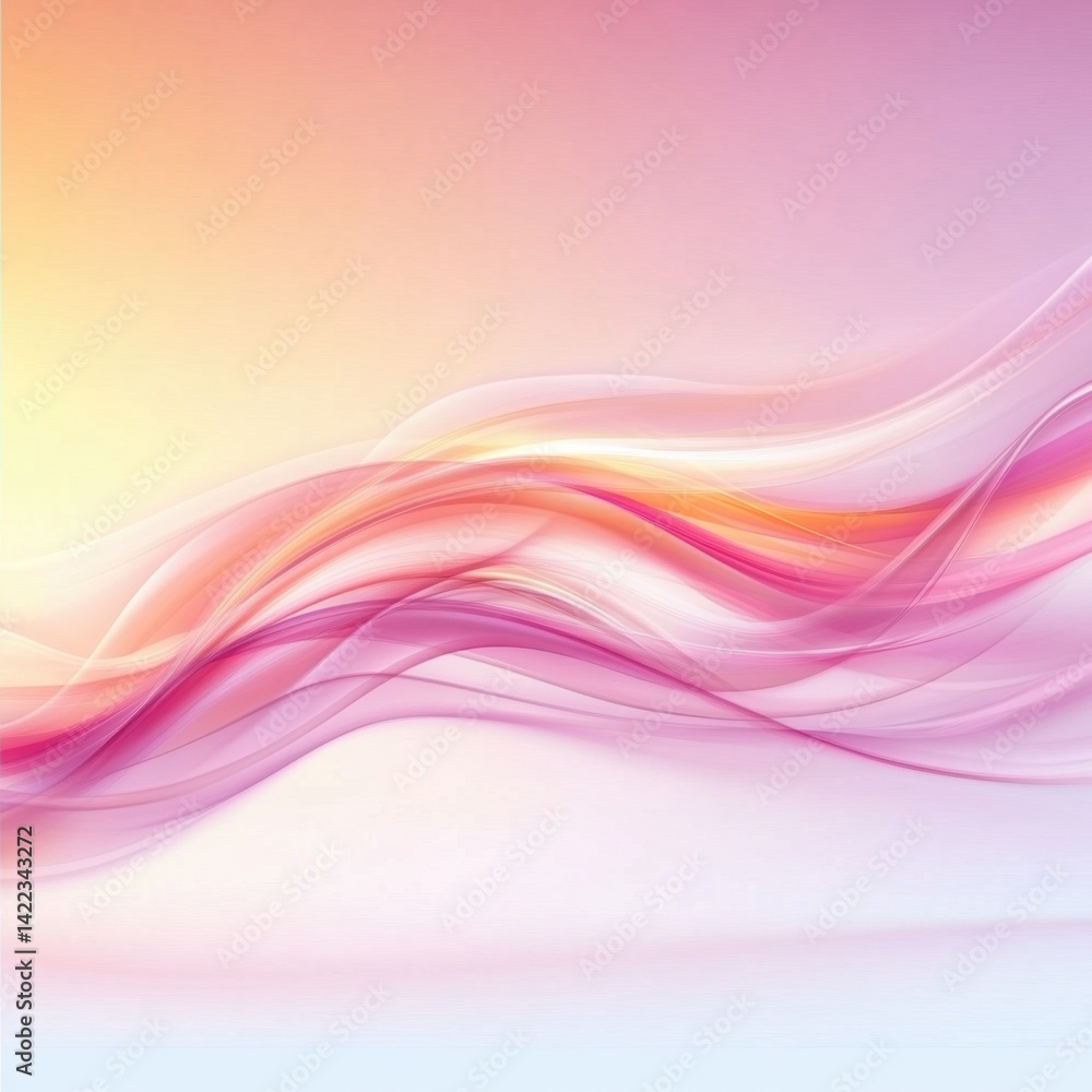 Poster abstract flowing ribbon design with vibrant colors and soft gradients creating a dreamy ethereal bac